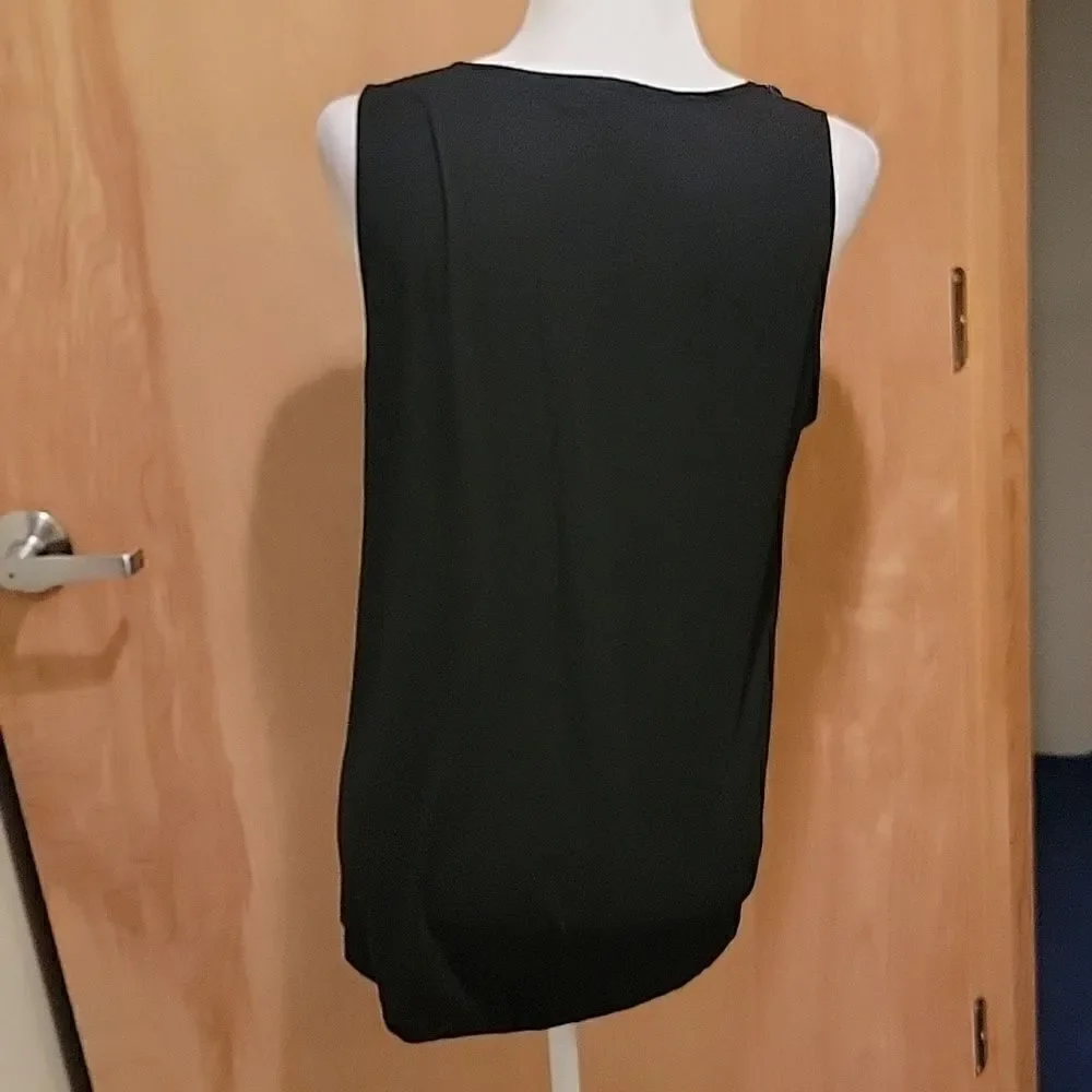 A.Z.I. navy leopard print lace up tank M